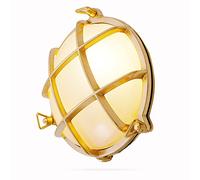 Foresti & Suardi - Lampe Maritime Ronde | Lampe de Bateau | en Laiton Poli | ø 190 mm | IP 54 | E27 culot (Verre satiné)