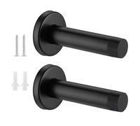 ForestM Lot de 2 butées de porte murales robustes en acier inoxydable noir mat durable pour plinthes et protection murale, butée de porte décorative moderne pour la maison