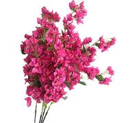 forestmistry Lot de 10 fleurs de bougainvillier artificielles en soie à 90 grandes branches d'arbre pour centres de table de mariage, décoration florale (rose foncé)