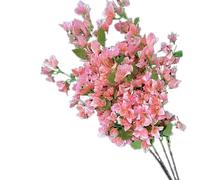 forestmistry Lot de 10 fleurs de bougainvillier artificielles en soie avec 90 grandes branches d'arbre pour centres de table de mariage, décoration florale (rose)