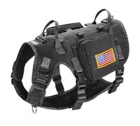 Forestpaw Harnais tactique pour chien de taille moyenne avec poignée, gilet anti-traction de style militaire avec poches réglables pour chiens de taille moyenne, noir, tour de poitrine 49,5 à 105,4 cm