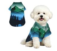 Forests and Mountains M Chemise hawaïenne pour petits chiens - Tenue d'été mignonne pour la plage pour chiot - Vêtement doux et respirant avec boutons