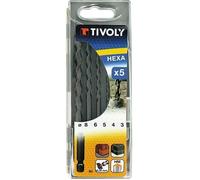 Foret à béton - TIVOLY - Coffret de 5 forets hexagonaux - Diamètres 3 à 8 mm - Acier