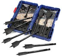 WORKPRO Lot de 8 forets à bois plats à bois, tige hexagonale à changement rapide de 6,35 mm, 12 mm/16 mm/18 mm/20 mm/22 mm/25 mm/28 mm/32 mm, étui de rangement