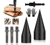 Foret À Bois pour Fendre du 42 mm + 32 mm, Fendeuse de Buches, Avec 4 Poignées de Forage, Tige Conique Fendeuse Bois, Foret Fendeur de Bois, Fendeuse de Bois pour Outil de Travail du Bois