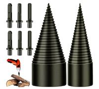 Foret à Bois pour Fendre du Bois, 32mm+42mm Fendeur de Buche, Foret Conique avec 6 Poignées pour Perceuse Électrique