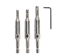 Foret à Charnière Auto Centré en Acier 3Pièces Clé Jeu de Mèches à Tige Hexagonale pour Porte self centering drill bit set,Fabriqué en acier à roulement,Fenêtre et Meuble Perçage Précis avec