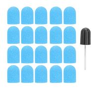 Foret à poncer les ongles, tête de ponçage, capuchon de ponçage, bandes de ponçage haute efficacité pour nail art et manucure, 16 x 25 mm, 20 pièces (Blue)