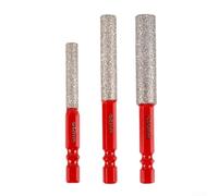 Foret à tige hexagonale pour applications de perçage à sec sur verre, porcelaine et marbre - Convient pour meuleuse d'angle avec mandrin de conversion (6 + 8 + 10 mm)