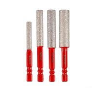 Foret à tige hexagonale pour applications de perçage à sec sur verre, porcelaine et marbre - Convient pour meuleuse d'angle avec mandrin de conversion (6+8+10+12mm)