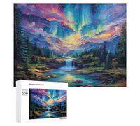forêt Aurora Puzzles 1000 Pièces Educa Relaxant Vue de Nuit Aurora Décoration Intérieure Artistique pour Famille Challenge Difficile Assemblage Amusant 500 PCS