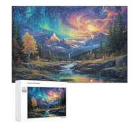 forêt Aurora Puzzles 500 Pièces Educa Artistique Vue de Nuit Aurora Décoration Intérieure pour Adultes Et Enfants Assemblage Amusant Relaxation Challenge 500 PCS