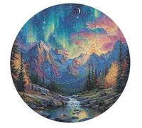 forêt Aurora Rond Puzzle 68 Pièces pour Vue de Nuit Aurora Adultes Enfants Forme d'animal Encastrement Parfait Qualité Premium Artistique Art Jeu Éducatif Défi Jouets 68 PCS