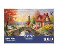 forêt Automne Cottage Conte de fées Puzzle 1000 Pièces Adultes Enfants intéressant Puzzles 1000 Pièces Jeu De Team Building Cadeau 38x26cm/1000pcs