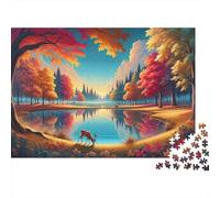 forêt Automne Puzzle 1000 Pièces Educa Jouet en Bois Divertissement Créatif De l'art De La Décoration Lakes Jeu Éducatif Challenge Toy Adultes Et Enfants À Partir De 14 Ans 1000pcs (75x50cm)