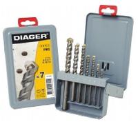 Coffret de 7 forets béton 208D, queue cylindrique, de 4 à 12 mm DIAGER