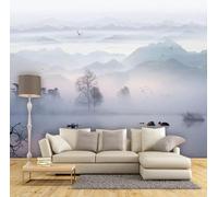 Forêt Brumeuse Forêt Alpine Alpin Rivière Oiseaux Pays Des Merveilles 3D Papier Peint Texture Soyeuse Intissé Salle à Manger Bureau D'étude Canapé Chambre Salon TV Mur-150cm×105cm