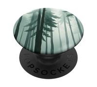 Forêt brumeuse - Grands Arbres Brumeux - Scène Minimaliste PopSockets PopGrip Adhésif