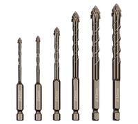 Foret Carrelage 6PCS Foret Diamant Carrelage, Excentrique à Quatre Tranchants 4/5/6/8/10/12 mm Alliage d'Acier au Tungstène Utilisation Humide et Sèche pour Verre, Béton, Céramique, Métal, Bois
