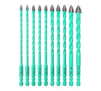 Foret carrelage diamant, set 10 pièces forets carbure à dents - LEKOMESH avec longues tiges pour carrelage, verre, marbre, béton, maçonnerie, bois et plastique, 5-12 mm, manipulation rapide