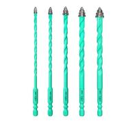 Foret carrelage diamant, set 5 pièces forets carbure à dents - LEKOMESH avec longues tiges pour carrelage, verre, marbre, béton, maçonnerie, bois et plastique, 5-12 mm, manipulation rapide