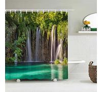 Forêt Cascade Rideau de Douche 3D imprimé Plante Verte Nature Paysage Rideau de Bain imperméable Polyester décor à la Maison Salle de Bain 90x200cm/WxH
