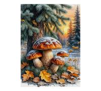 Forêt Champignon Neige 1000 Pièces Mini Puzzle pour Famille Détente | 52x38cm Carton Décor De Bureau Découpe Précise Cadeau Anniversaire Relaxation