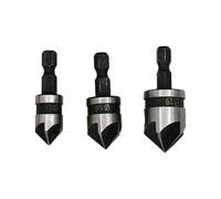 Foret conique à tige hexadécimale à 5 cannelures pour chanfreiner lisse dans les projets de travail du bois, 3 tailles pour des résultats lisses, tige hexadécimale, outil de chanfrein pour le travail