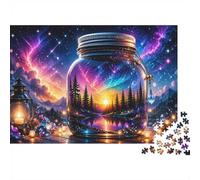 Forêt Coucher Jarre 1000pcs Mini Puzzle pour Famille Difficile | 70x50cm Carton Décor Salon Structure Durable Cadeau Anniversaire Soulagement Stress