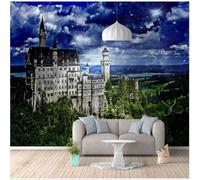Forêt D'Architecture De Château Au Clair De Lune 3D Papier Peint Premium Texturé Soie Bureau Salle à Manger Salon Chambre Coucher Canapé TV Mur-300cm×210cm