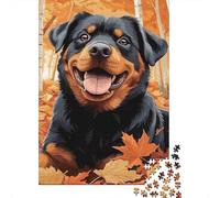 Forêt dAutomne Rottweiler Puzzle 1000 Pièces Papier pour Adultes Feuilles Jeu de Puzzle 1000 Pièces Détente Maison 52x38cm/1000pcs