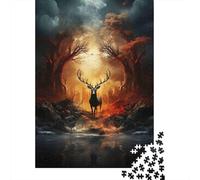 Forêt de Cerfs mystiques 1000 Pièce Carton Robuste Puzzle Premium Adolescents Fans 12-18 Ans Impossible Difficile Défiant Joyeux Cadeau 52x38cm/1000pcs