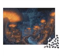 Forêt de Champignons Lumineux Puzzle pour Adultes Puzzle 1000 Pièces Scène de Nuit Fantastique Décoration 38x26cm/1000pcs