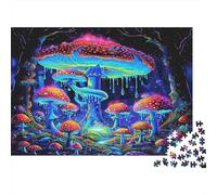 Forêt de Champignons néon Puzzle 1000 Pièces Adulte avec Clic Parfait,Ensemble De Casse-tête en Puzzle énigme De Compétence Logique pour Un Hobby Créatif,Puzzle 52x38cm/1000pcs