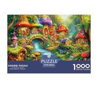 Forêt de Champignons Puzzle pour Adultes Puzzle 1000 Pièces Maisons Colorées Jeu de Puzzle 1000 Pièces Détente Décoration Maison 38x26cm/1000pcs