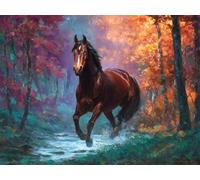 Forêt de chevaux Peinture par Numéros Adulte Kit 40x50cm Activité Manuelle, DIY Coloriage Par Numero pour Débutants Enfant Kits, Avec Peintures Acryliques et Pinceaux Par Pour, Décoration Mura F580