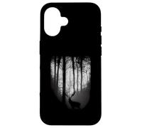 Forêt de Clair-obscur la Nuit avec Une Belle Lune d'élan Coque pour iPhone 16