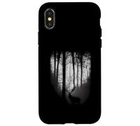 Forêt de Clair-obscur la Nuit avec Une Belle Lune d'élan Coque pour iPhone X/XS
