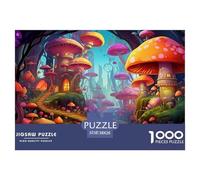 Forêt de Conte de fées de Champignon 1000 Pièces Puzzles pour Adultes,Cabane de Fantasy Un Jeu De Dexérité Très Difficile Puzzle Jeu Éducatif l'art De La Décoration Moderne 38x26cm/1000pcs