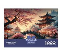 Forêt de Fleurs de cerisiersPuzzle 1000 Pieces Cadeau Unique Pont pavillon Jeu Éducatif Défi Jouet À De Qualité Supérieure Peinture Art pour Adultes Et Enfants À Partir De 14 Ans 70x50cm/1000pcs