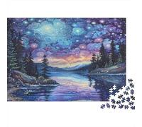 Forêt de Nuit étoilée Puzzle 1000 Pièces avec Emboîtement Parfait, Puzzle d'art défi Entre Amis pour Un Tableau À Encadrer, Superbe Idée Cadeau 38x26cm/1000pcs
