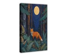 Forêt de renard lunaire Tableau sur Toile, Ciel céleste Coin Canape