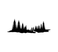 Forêt de sapins Nature sauvage Stickers muraux 25x74.9cm Multicolore Noir