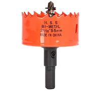 Foret de scie cloche, dents tranchantes, coupe-trou en acier rapide pour bois, métal, plastique, panneau PVC avec arbre 32mm de profondeur (2-5/32"(55mm))