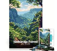 Forêt de Sinharaja, Sri Lanka Illustration Puzzle de 1000 pièces pour Adultes et Adolescents Jeu cognitif et ludique Motif à Assembler Cadeau Festif 38x52cm