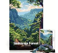 Forêt de Sinharaja, Sri Lanka Illustration Puzzle de 1000 pièces pour Adultes et Adolescents Jeu cognitif et ludique Motif à Assembler Cadeau Festif 38x52cm