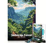 Forêt de Sinharaja, Sri Lanka Illustration Puzzle de 1000 pièces pour Adultes Jeu Intelligent et Amusant d'intérieur Découpe Lisse Cadeau du Père Noël 38x26cm