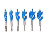 Foret de tarière Set Hex Shank Forets à bois 6 Pcs 1/2in 5/8in 3/4in 7/8in 1in 1 1/8in 4 Fente Flûte 4 Haute efficacité pour les projets de travail du bois