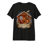 Forêt Dehors Chaleur Dedans Vie en Cabane T-Shirt Haut de Gamme