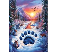 Forêt d'hiver avec des Empreintes de Pattes dans la Neige 300 Pièces Puzzle Adulte en Carton Rigide Haute Densité Scène de Conte de fées Dessin animé Difficile Moyenne Anti-Stress Jeu De Société Idée